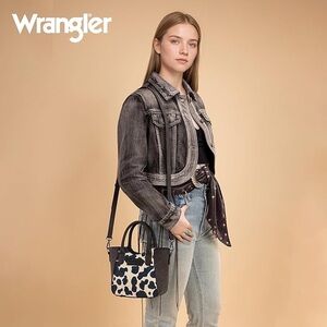 Wrangler Small Crossbody Bag Black Cowprint NWT Ships Next Business Day